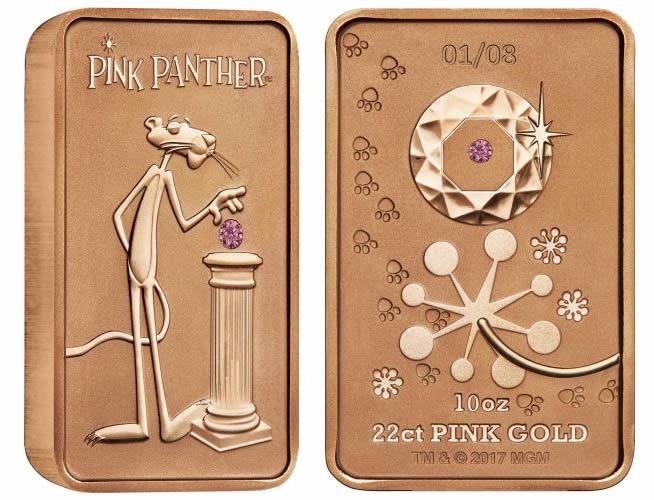 Perth-Mint-New-Release:-Pink-Panther-2018-10-Oz-Pink-Gold-Diamond-Ingot
